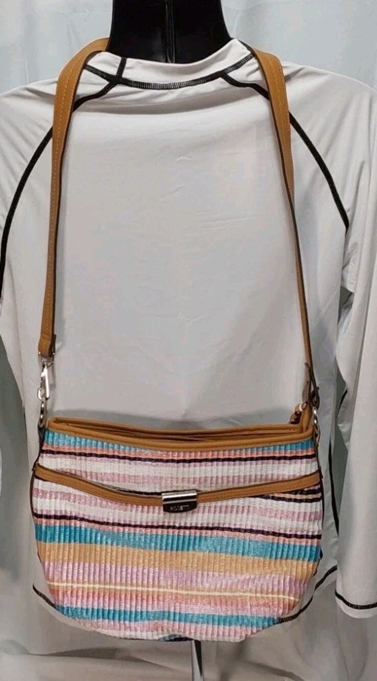 Rosetti Amalfi Straw Stripped Crossbody Purse
